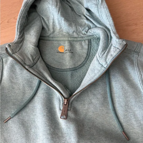 Carhartt Blue Half-Zip Hoodie - Image 3