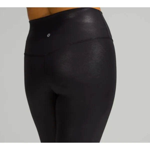 Lululemon Align High Rise Pants 25" Shine Radiate Foil Print Black Yoga Size 6 - Image 7