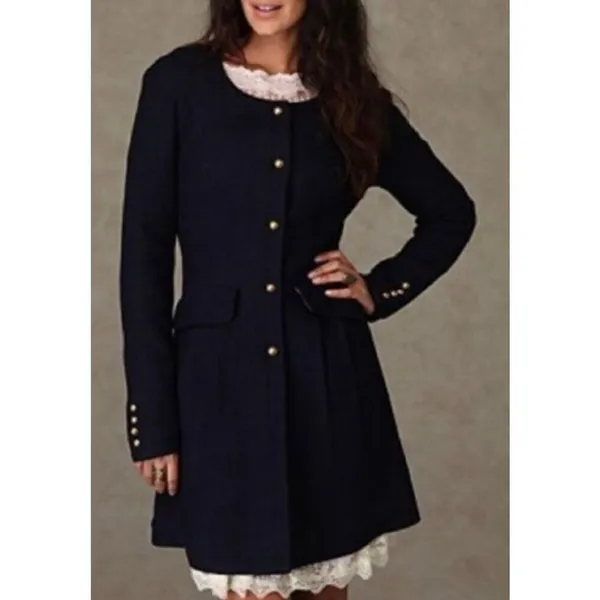 Free People Sargent Military style wool navy peacoat M - Image 3