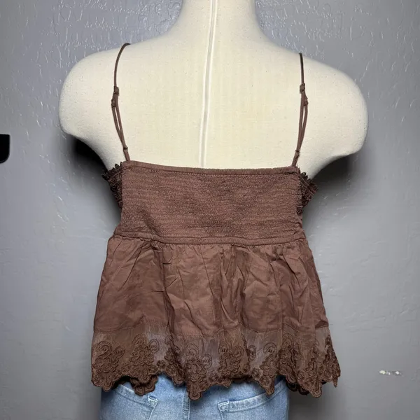 Abercrombie and Fitch Babydoll Lace-Trim Cami, Brown, L - Image 2