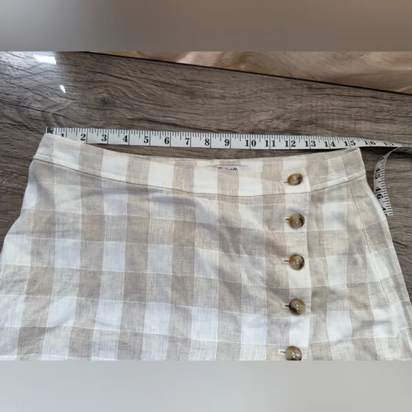 Madewell Linen-Blend Tulip-Hem Mini‎ Skirt Undyed Edition Women’s Size 10 - Image 5