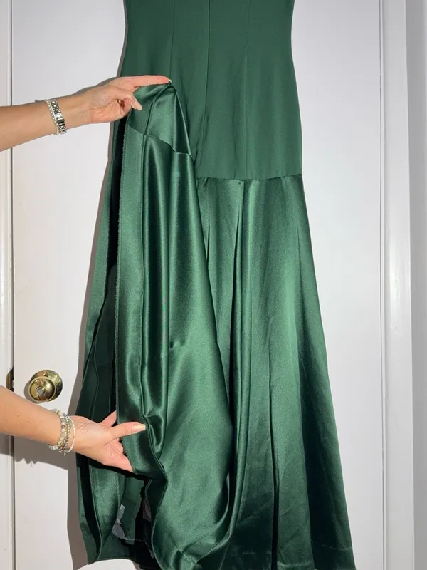 Hutch Anthropologie Strapless Satin Gown in Deep Green Maxi Dress - Image 8