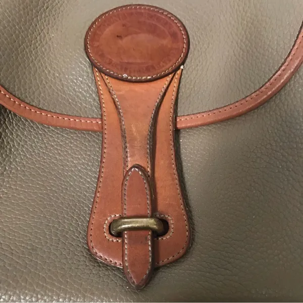 Dooney & Bourke Vintage Essex saddlebag‎ taupe & cognac AWL pebble crossbody bag - Image 13