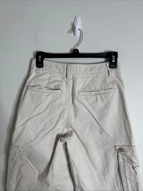 TNA Cotton Cargo Ivory Straight Leg Mid Rise Waist Pants Utility size 2 - Image 4