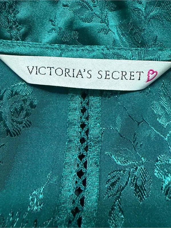 Victoria’s Secret Emerald Green Satin Jacquard Corset Cami Top M Y2K - Image 7