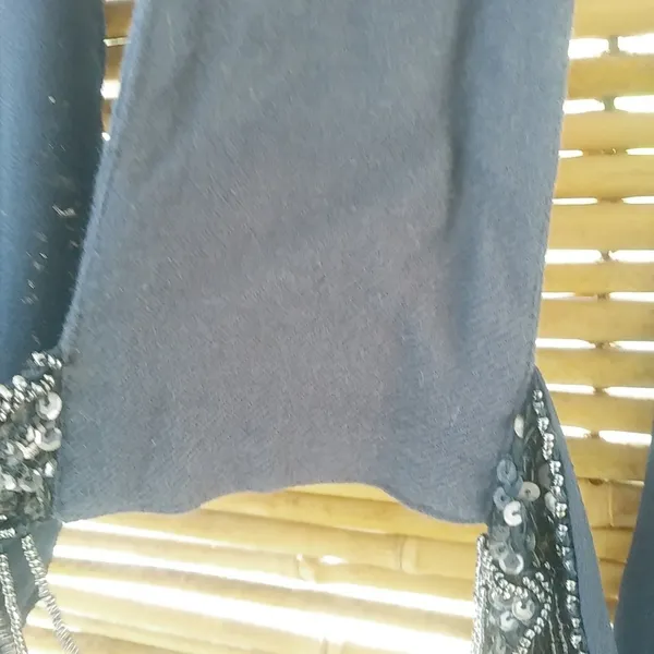 Anthropologie Silence + Noise M Black Beaded Gypsy Vest - Image 4