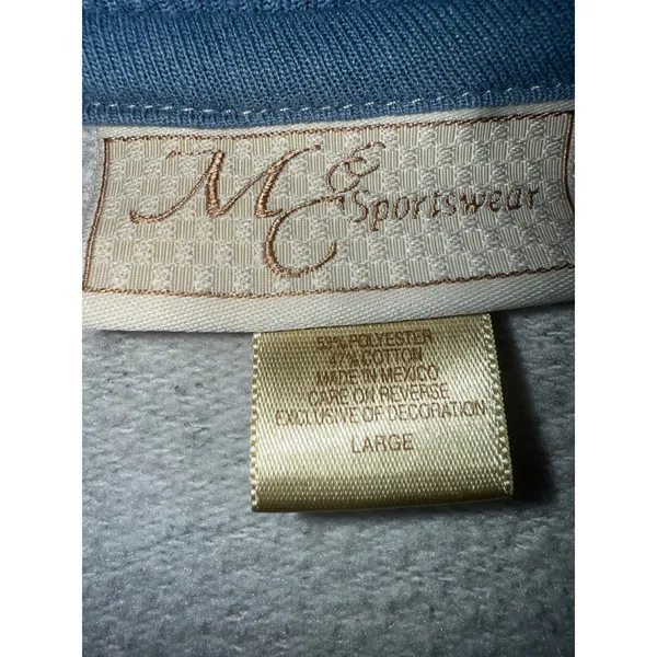 MC Sportswear Gray embroidered Sweatshirt Snowmen Fall From Above Vintage large - Image 3