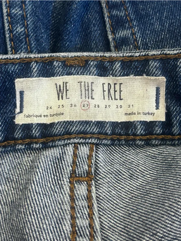 We The Free Free People High Rise Straight Leg 100% Cotton Denim Blue Jeans 27 - Image 3