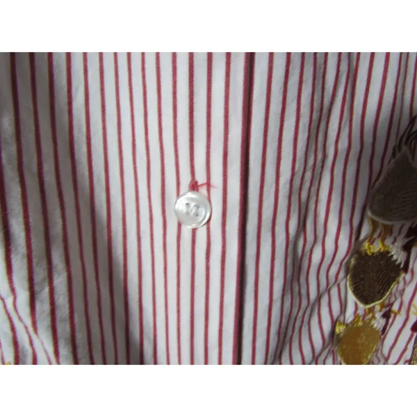 Vintage Bechamel Petites Shirt PL Red‎ White Pinstripe Rooster Embroidered - Image 6