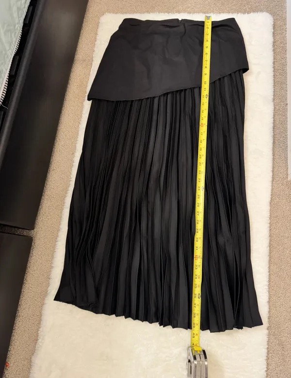 Commence Asymmetric Patchwork  Chiffon Pleated Maxi Skirt Size Large - Image 6