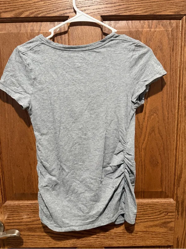 Isabel Maternity Light Gray V-Neck Women's Tee - Image 2