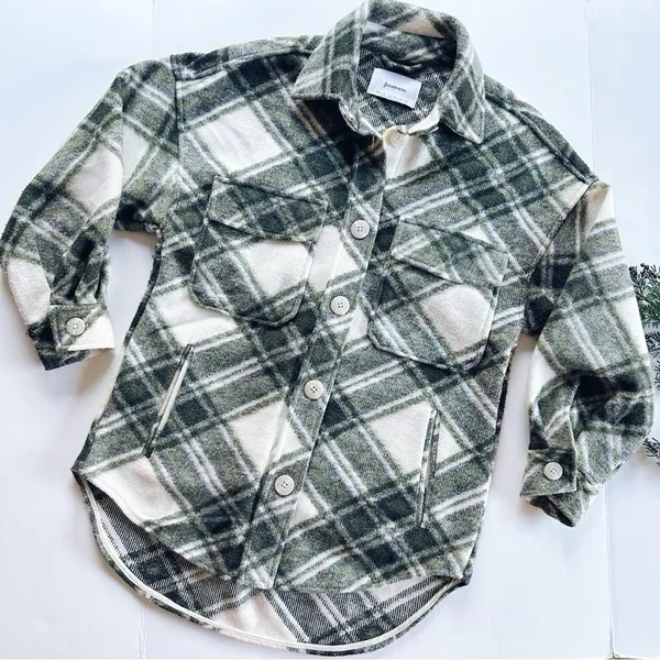 NEW Stradivarius Plaid Green Shacket Jacket Coat XS - Image 6