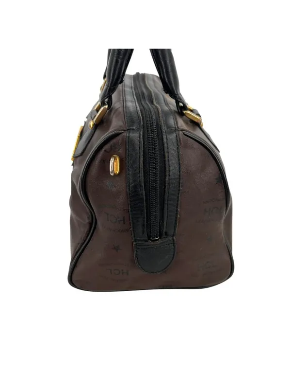 HCL Vintage 80s 90s Brown Leather Monogram Handbag Luxury Classic - Image 6