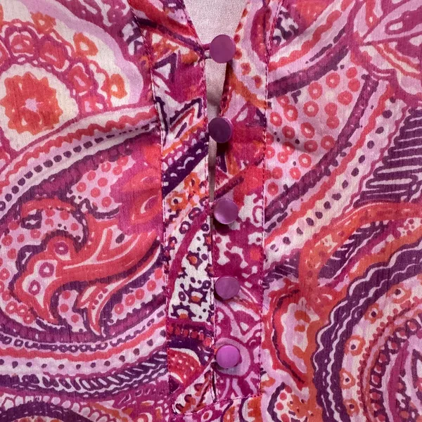 Liz Claiborne Pink and Purple Paisley Print Blouse Plus Size 2X - Image 4