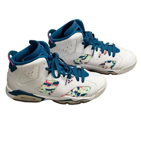 Jordan 6 Retro White Laser Fuchsia Green Abyss Kids 7Y/8.5W - Image 4