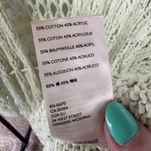 Free People Green Open Knit Long Beach Boho Resortwear Vacation Cardigan Large - Image 11