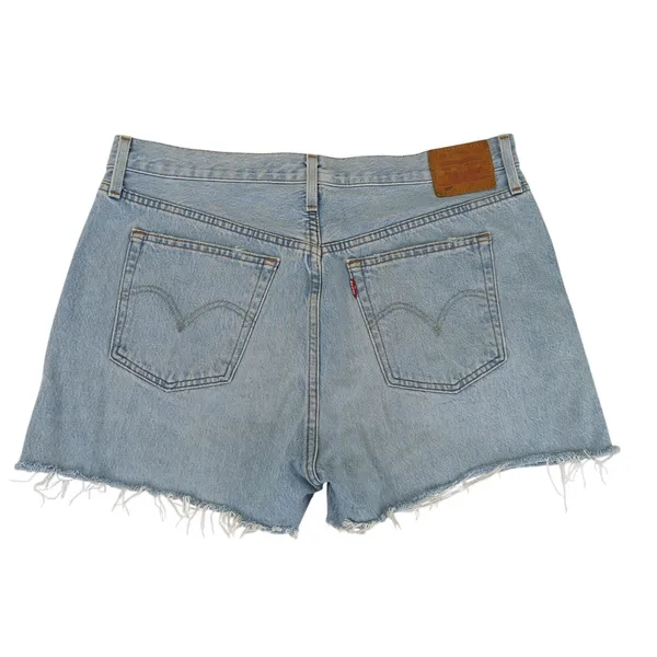 Levis Premium 501 Original High Rise Cut‎ Off Denim Shorts Light Wash Blue W32 - Image 2