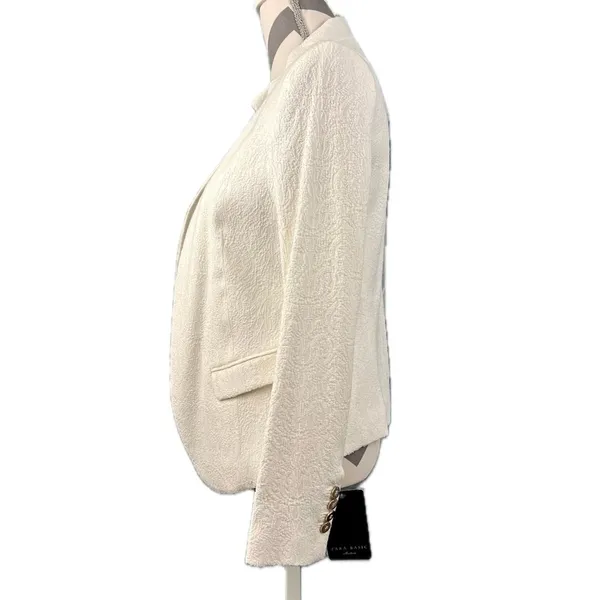 NWT - Zara Ivory Floral Jacquard Textured Blazer - Size M - Image 13