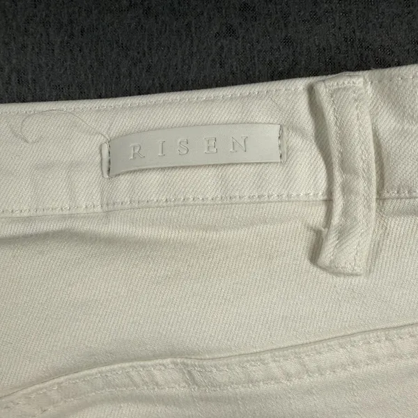 Risen Flare Jeans Womens 2XL Plus White High Rise Frayed Raw Hem Stretch Denim - Image 13