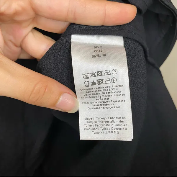 GANNI NEW Sable Topstitch Crepe Swing Button Front Mini Dress Black Sz 36 SNAGS - Image 14