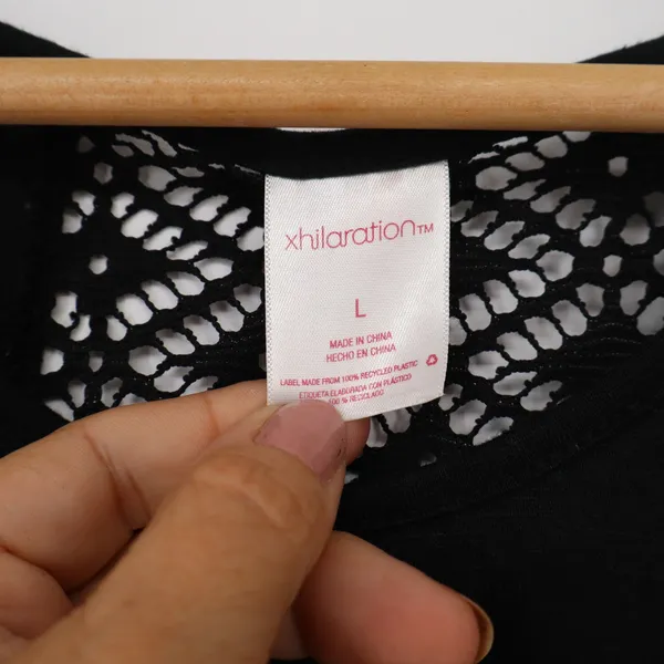 Xhilaration Black Crochet Lace Back High Low Sleeveless Tank Top Large - Image 2