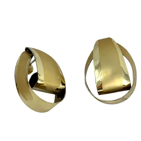 Vintage Gold-Tone Twist Hoop Earrings Oval Design A317 - Image 2