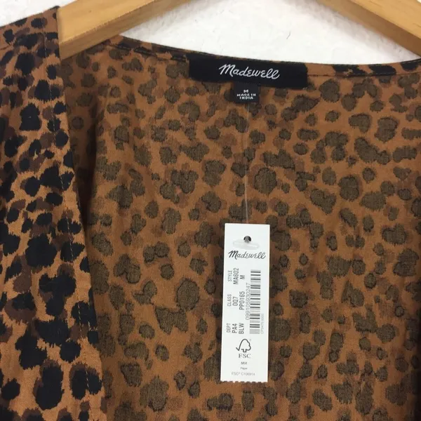 NWT Madewell Flutter-Sleeve Wrap Mini Dress in Painted Leopard Medium - Image 5