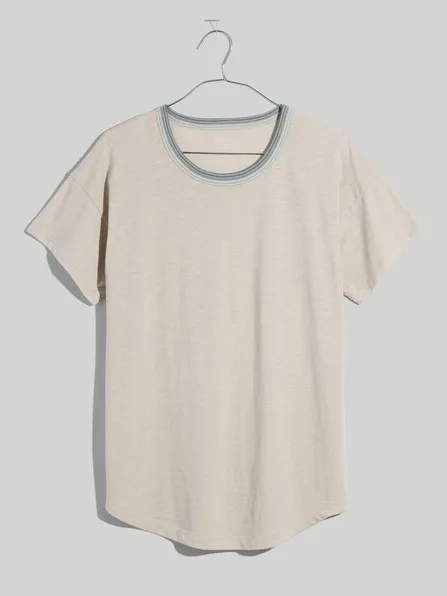 Madewell Whisper Cotton Rib-Crewneck Ringer Tee in Wallie Stripe - Image 4