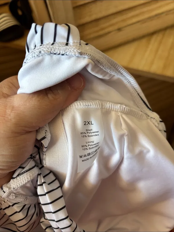 Striped Scoop Neck Swimsuit- White with Thin Black Stripes 2XL NWOT - Image 6
