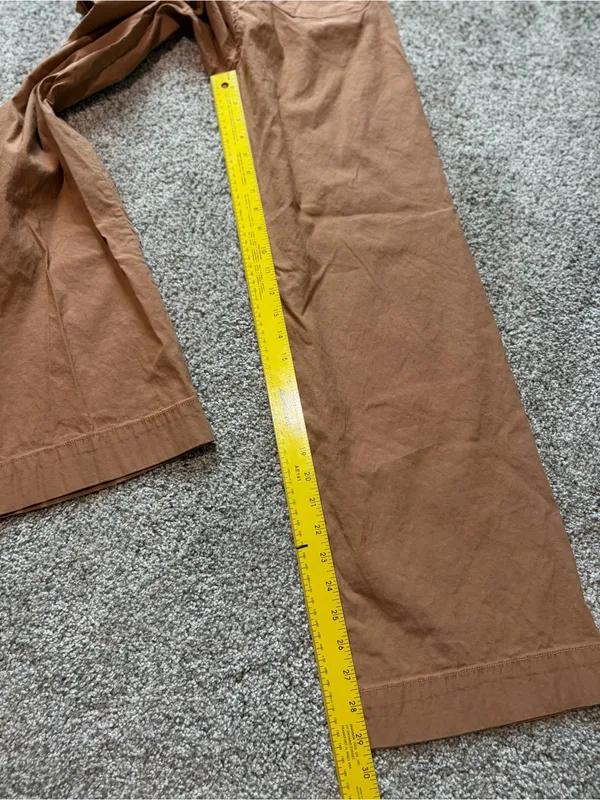 Maeve Colette Linen Blend Wide Leg Full Length Pants Camel High Rise Size 28 - Image 12