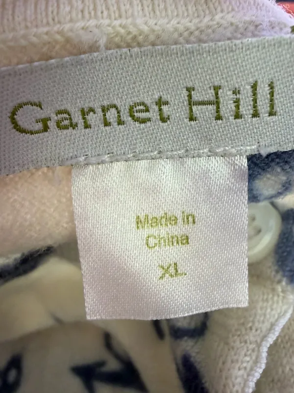 Garnet Hill Cream and Navy Anchor Button-Front Top - Image 6