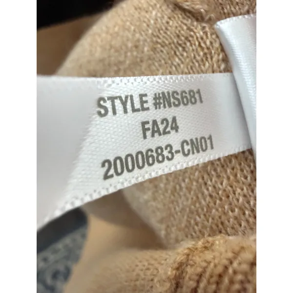 MADEWELL Women's XL Merinol Wool Windowpane Plaid Pullover Sweater Camel Tan - Image 13