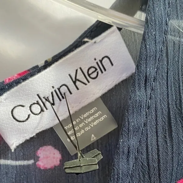 Calvin Klein Navy Blue Floral Chiffon High Low‎ Maxi Dress 4 NWT Wedding Guest - Image 11