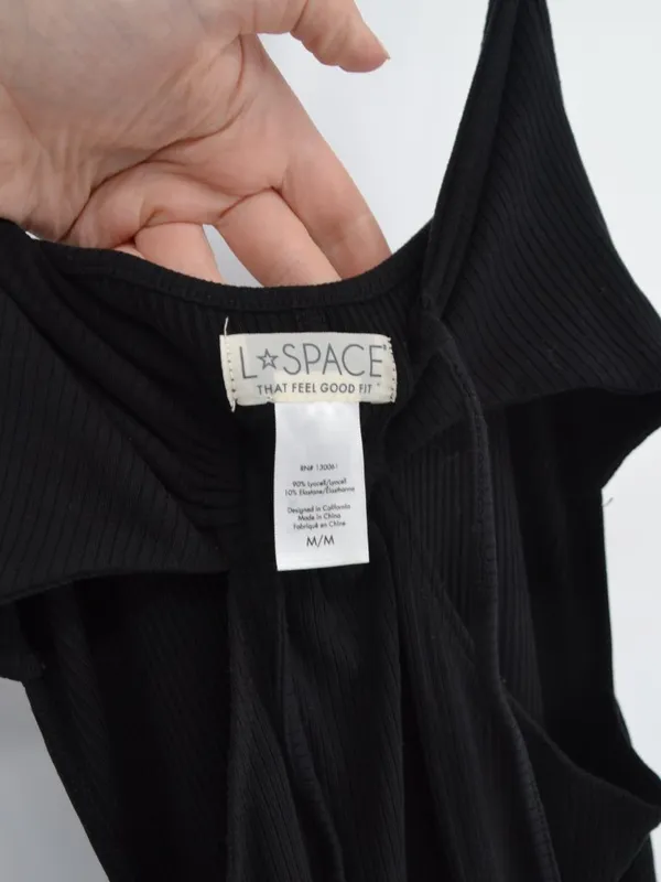 L*Space Black Ribbed Tie-Front Cutout Maxi Dress M - Image 5