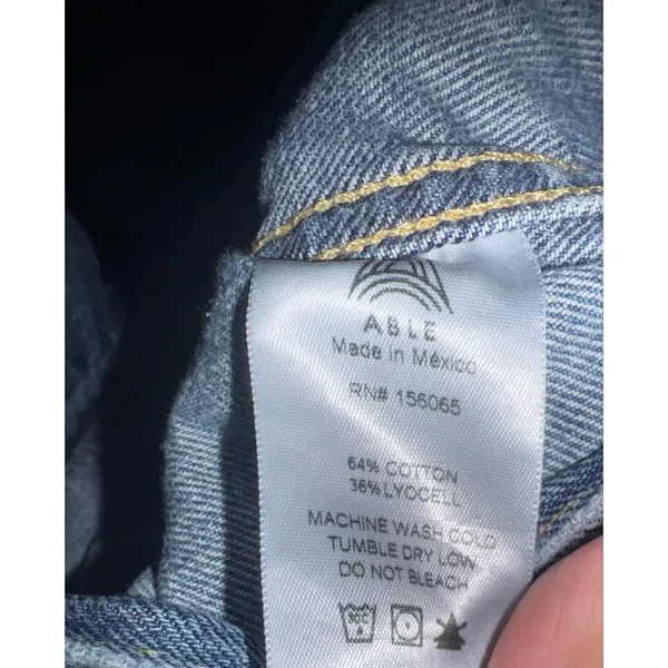 Able The Merly Jean Jacket Women's 2X‎ Medium Wash Distressed Luxury Utility - Image 11
