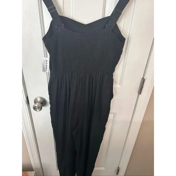 Old navy women’s jumpsuit romper linen mix size s with pockets one piece pants s - Image 5