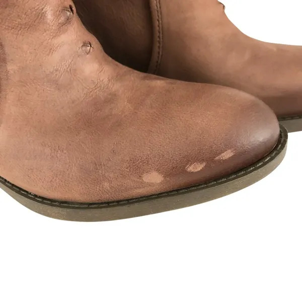 Nine West Ankle Boots Western Leather Studded Buckle Slip On Brown Size 8.5 - Image 2