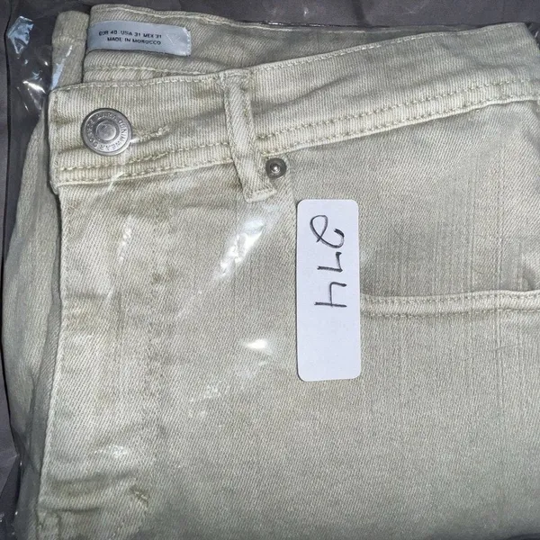 Zara Women High‎ Waisted Denim Jean Shorts 8” Size 31 Tan Mom Casual Summer Boho - Image 8