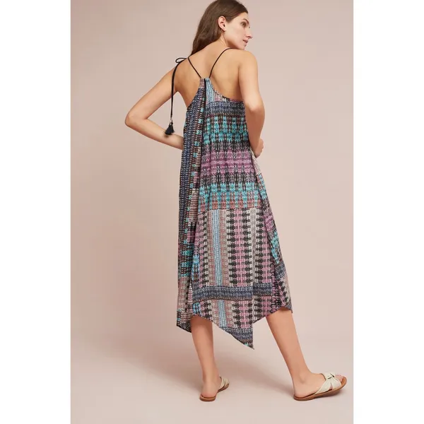 Akemi‎ + Kin Batik Riviera Midi Dress Lg Multicolor Boho Resort Handkerchief Hem - Image 2