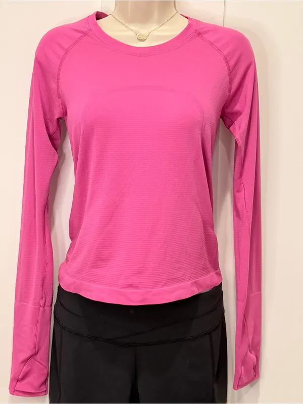 Lululemon Swiftly Tech Long-Sleeve Shirt 2.0 Size 6 Pow Pink Barbie Workout Yoga - Image 5