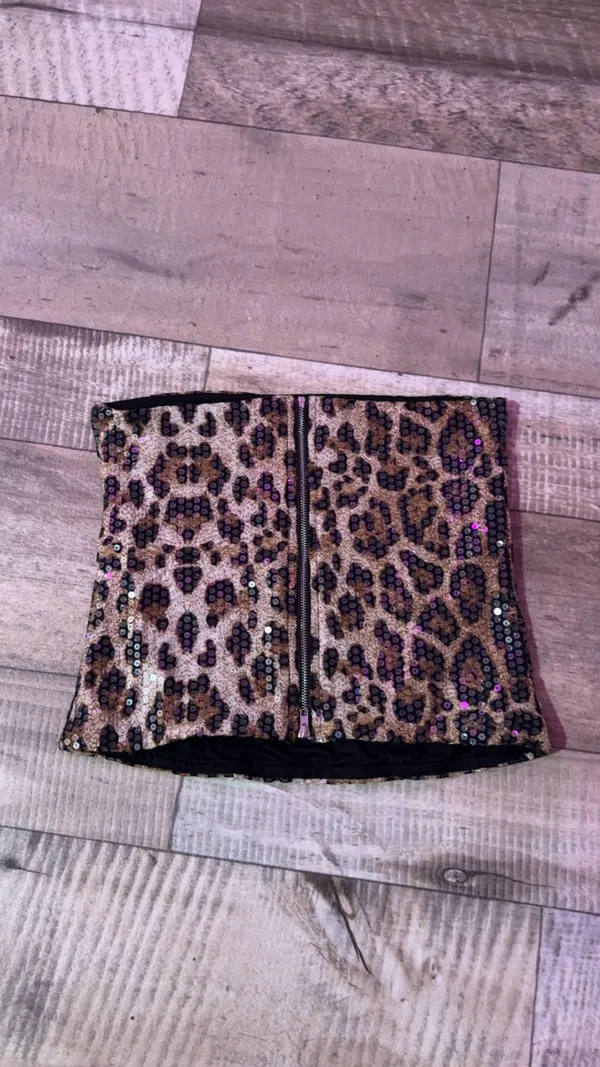 SheIn Sequin Cheetah print Tube Top - Image 2