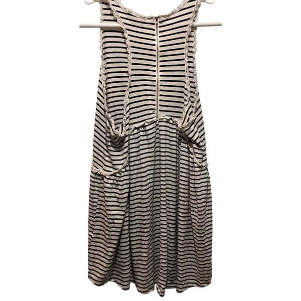 POL Women Striped Lace‎ Trim Zipper Back Babydoll Tunic Tank - Image 2