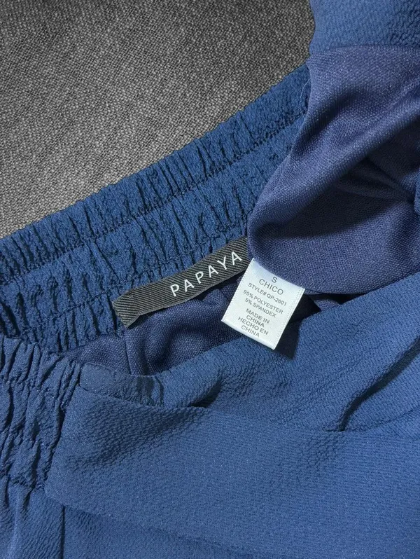 Papaya Navy Blue High Waist Wide Leg Tie Waist Pants - Image 4