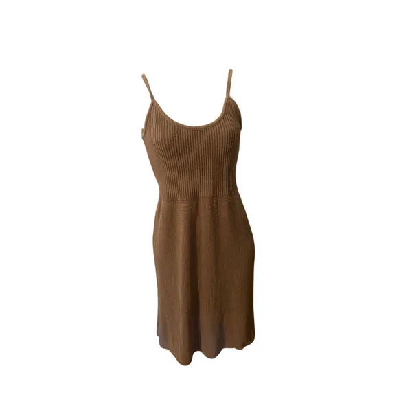 TRANSIT PAR SUCH Taupe Midi Sweater Slip Dress Size 1 MINIMALIST Comfy Cozy S - Image 7