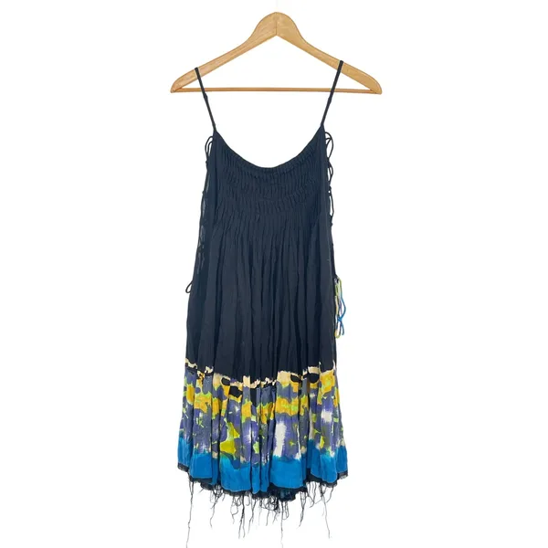 Free People One Black Imperial Palm‎ Pintuck Printed Boho Dress Size S Festival - Image 4