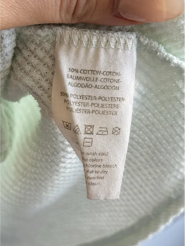Free People We The Free Mint Green Waffle Knit Thermal Top Size S Long Sleeve - Image 6