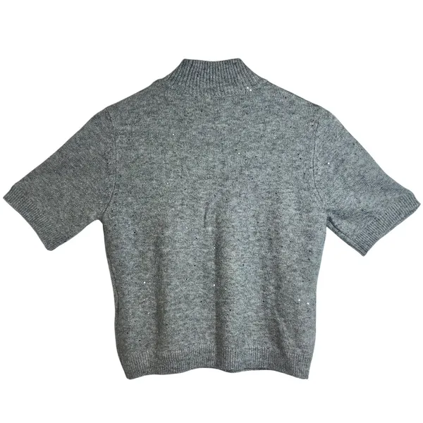 Abercrombie & Fitch Gray Wool Knit Cropped Short Sleeve Mock Neck Sweater Sz XS - Image 3