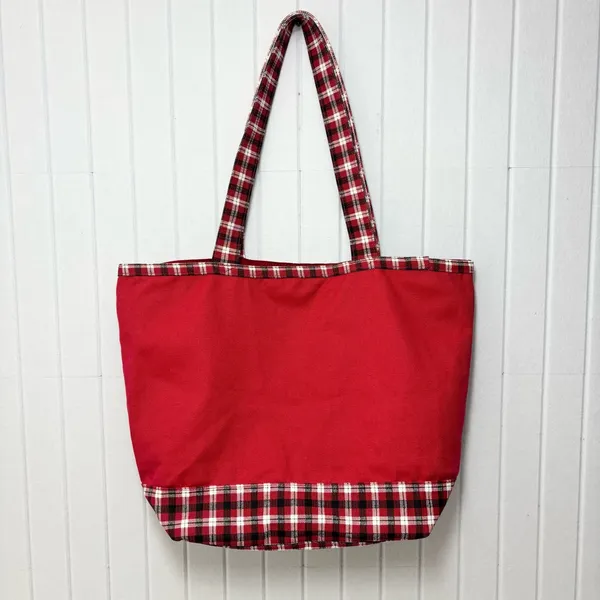 Walt Disney‎ World Mickey Mouse Christmas Ornament Tote Bag Rare Plaid - Image 3