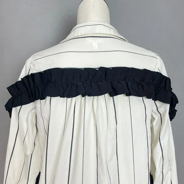 BP Ruffle Shirt Striped Button Down Juniors Size XXS White Black Avant Garde Top - Image 5