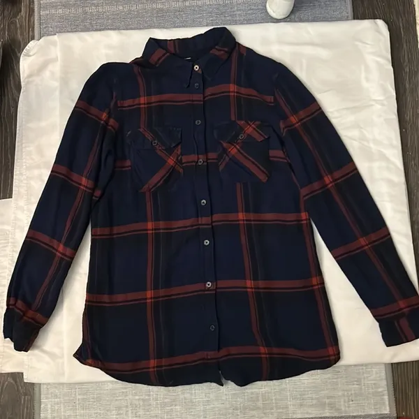 BDG Urban Outfitters Navy Plaid Button Down M Cabincore Fisherman Western Rodeo - Image 5
